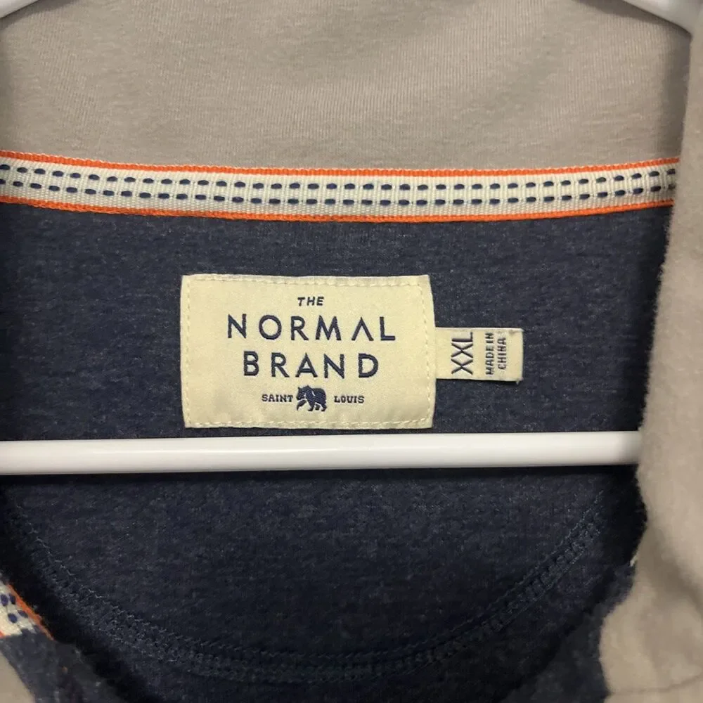 THE NORMAL BRAND Men's Puremeso Weekend 1/4 Zip Sweater Navy Blue Size XXL/2XL